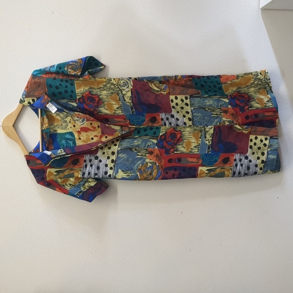 Vintage Martinique Casual Blue and Red Midi Sheath Dress with Crew Neck size‎ 10 - Picture 5 of 5